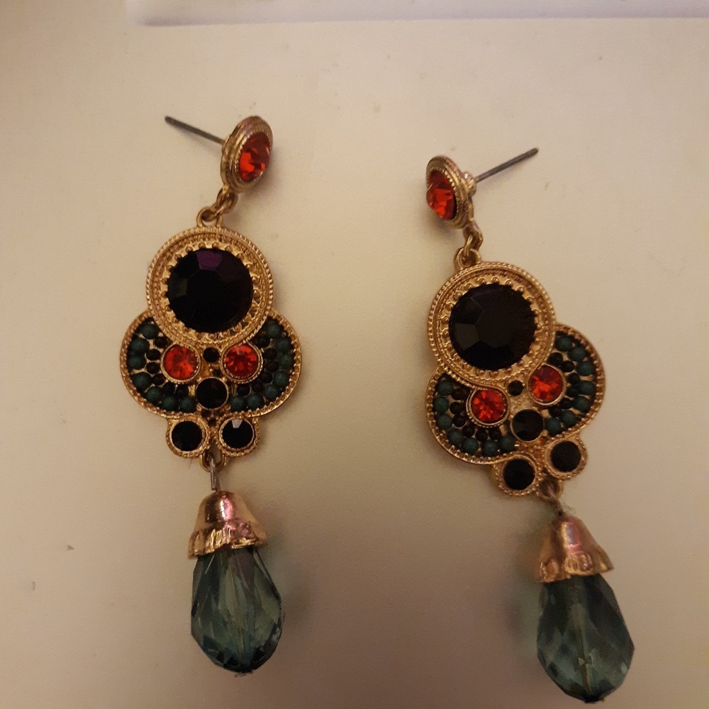 Green and Gold Earrings